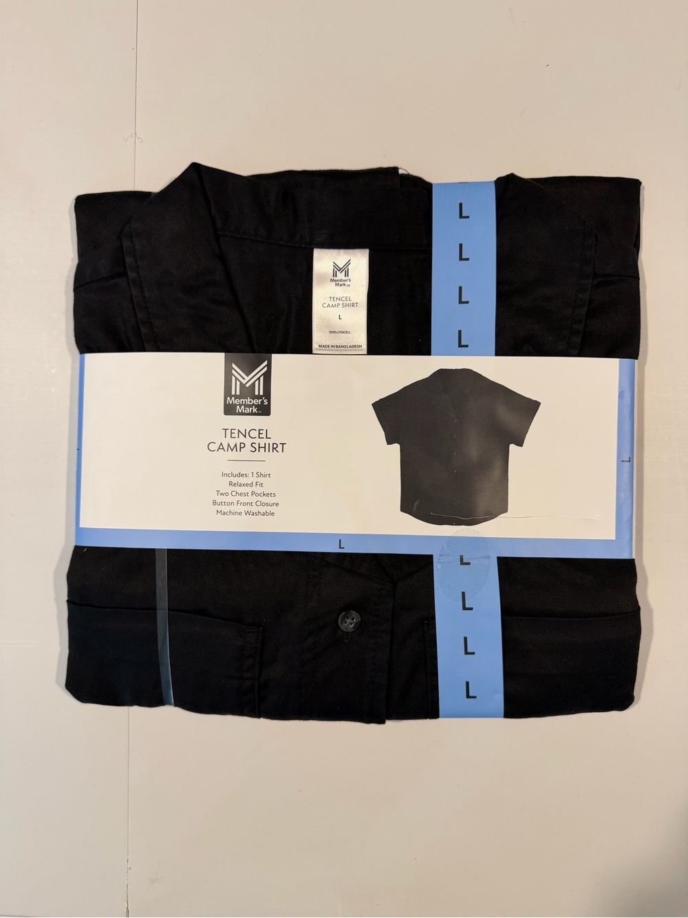 Member's Mark Black Tencel Camp Shirt - Men's